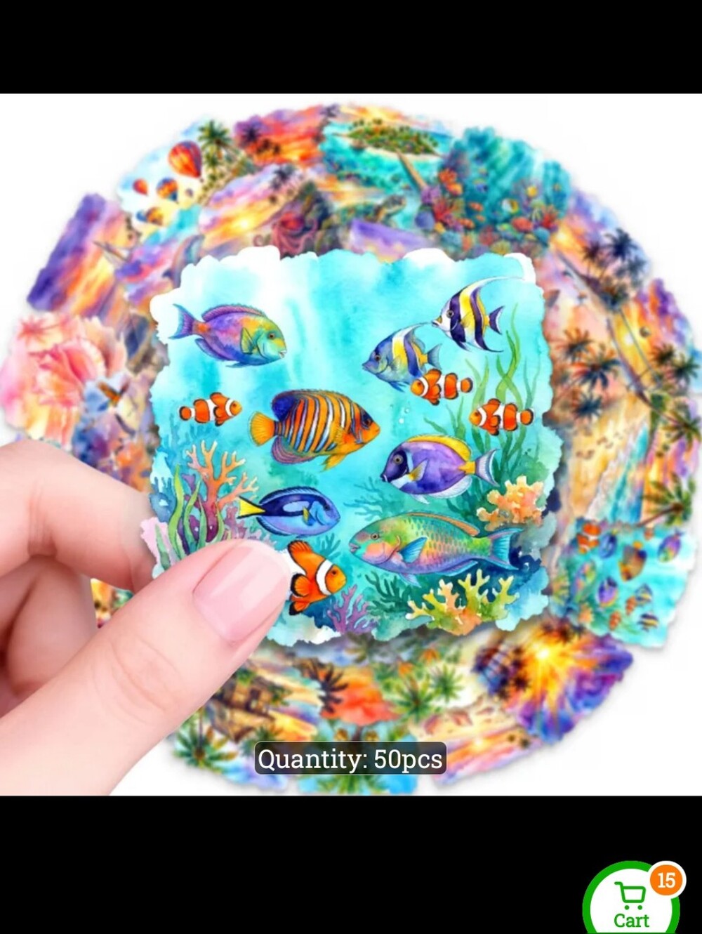 Decorative Ocean Theme Stickers - (50pcs)